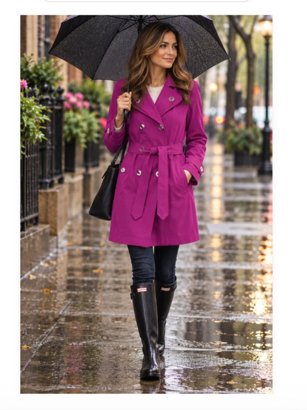 NWOT London Fog Purple Fuchsia Belted Double Breasted Trench Coat Size L